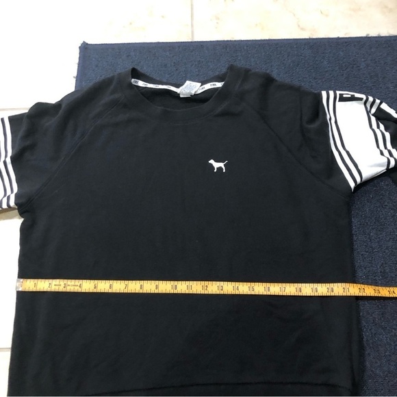 PINK Victoria’s Secret Black & White Striped Long Sleeve Crew Neck Size Large - Picture 6 of 8